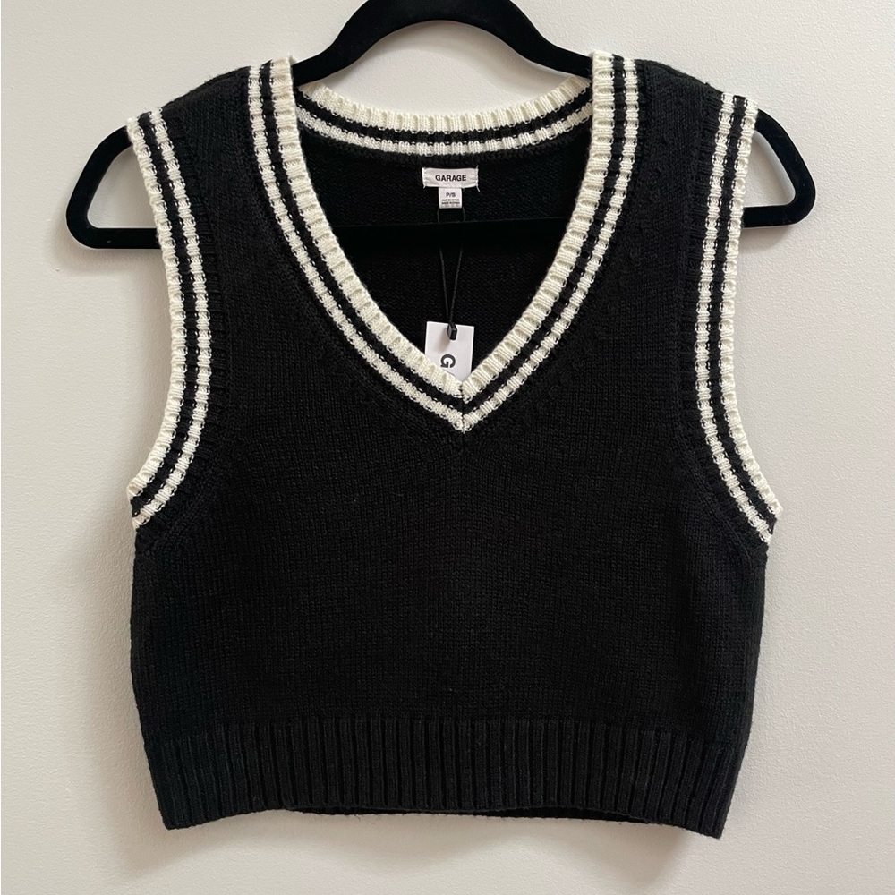 Garage Black and White Knit Vest